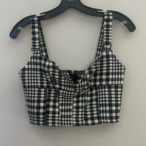 Urban Outfitters Black and White Plaid Crop Top